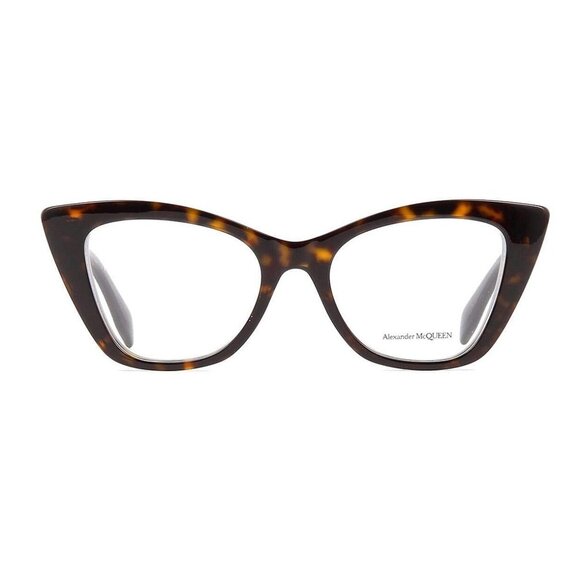 NEW ALEXANDER MCQUEEN EYEGLASSES AM0305O 002, WOMEN HAVANA CAT EYE EYEWEAR - Picture 2 of 3